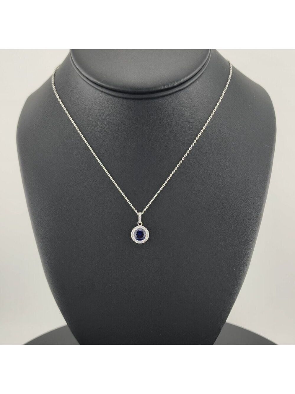 Sterling Silver 925 Blue Gemstone Necklace – Sparkling Cubic Zirconia Detail